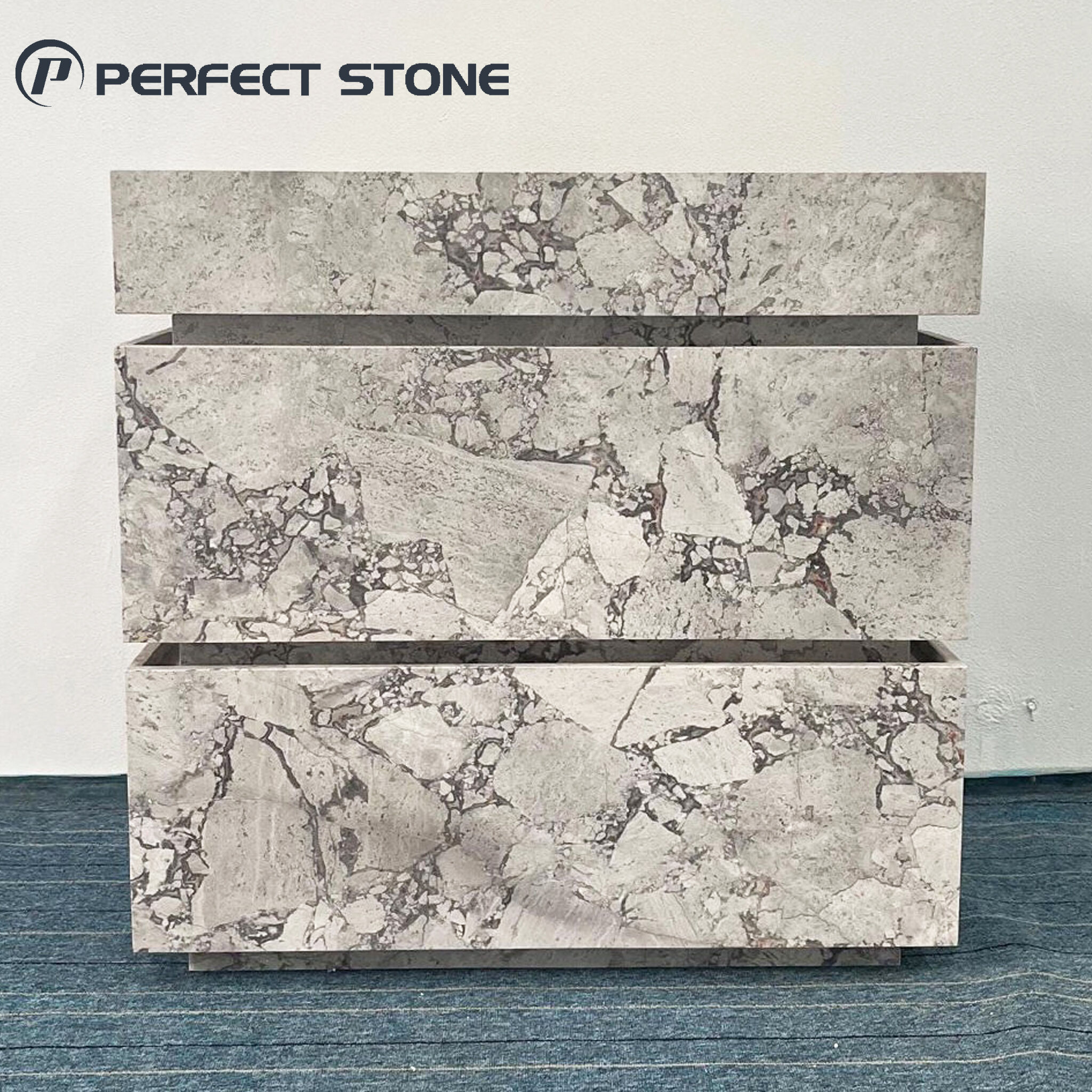 PerfectStone Fluted Manity with Marble Top for High-end Villa Hotel Project