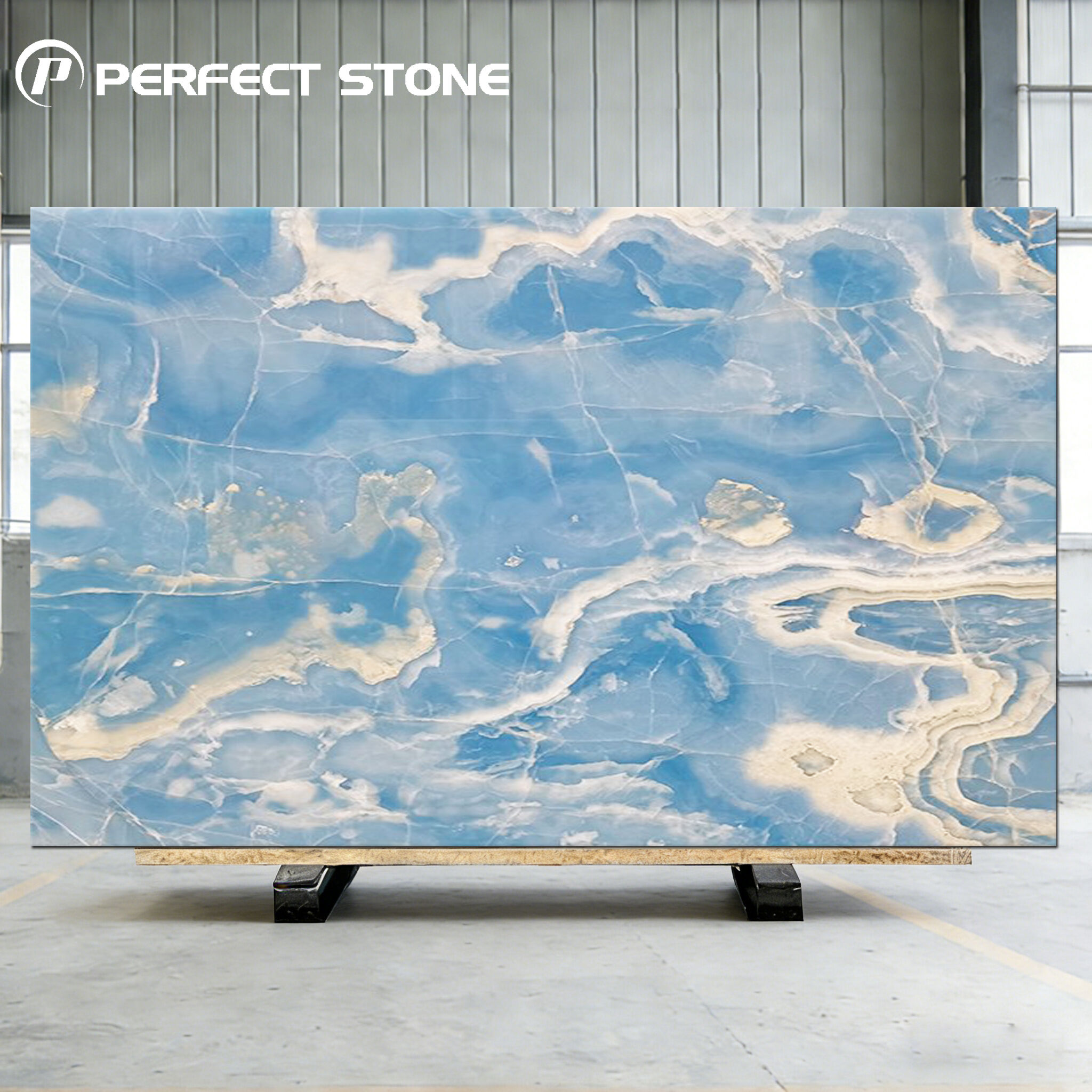 Blaue Onyxsteinplatte Für Innendekoration  