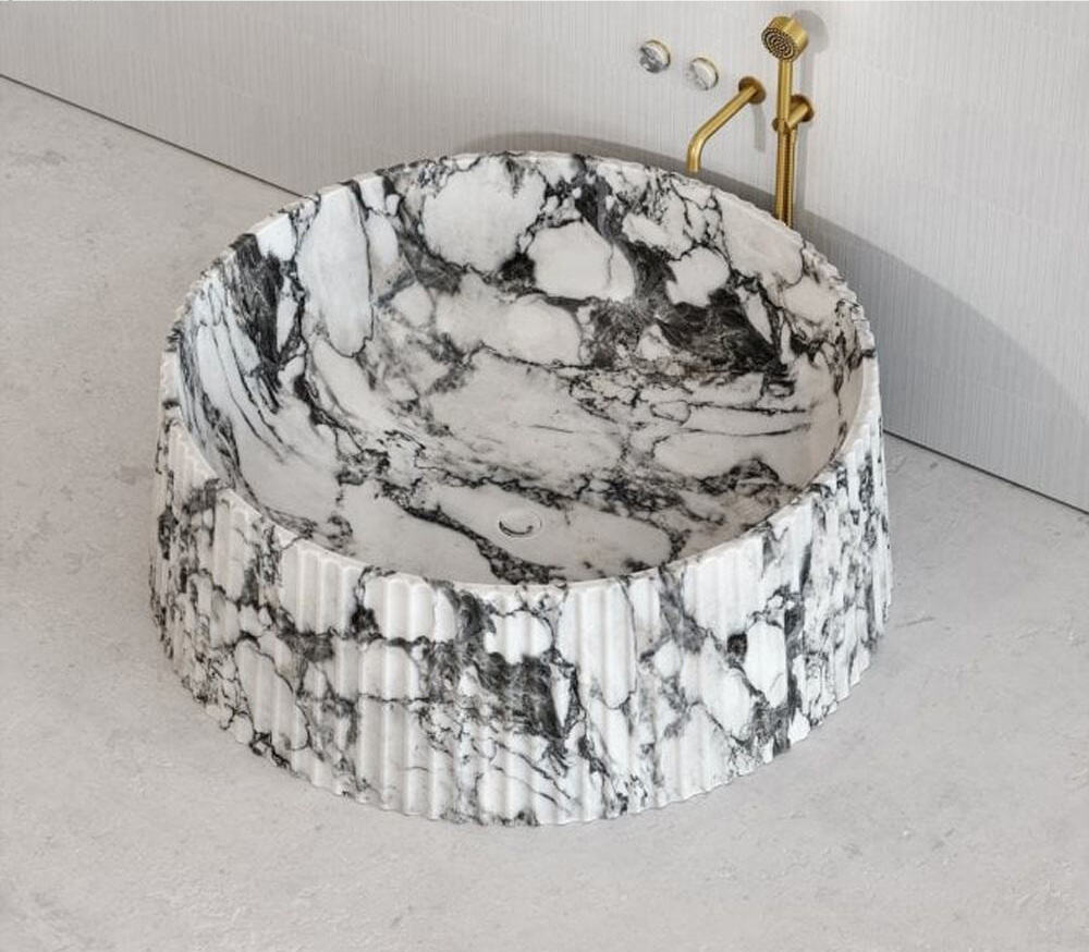 وانیتی سبک حمام از مرمر عربسکاتوی طبیعی برند PerfectStone برای پروژه‌های ساخت و ساز و هتل (فروش عمده)