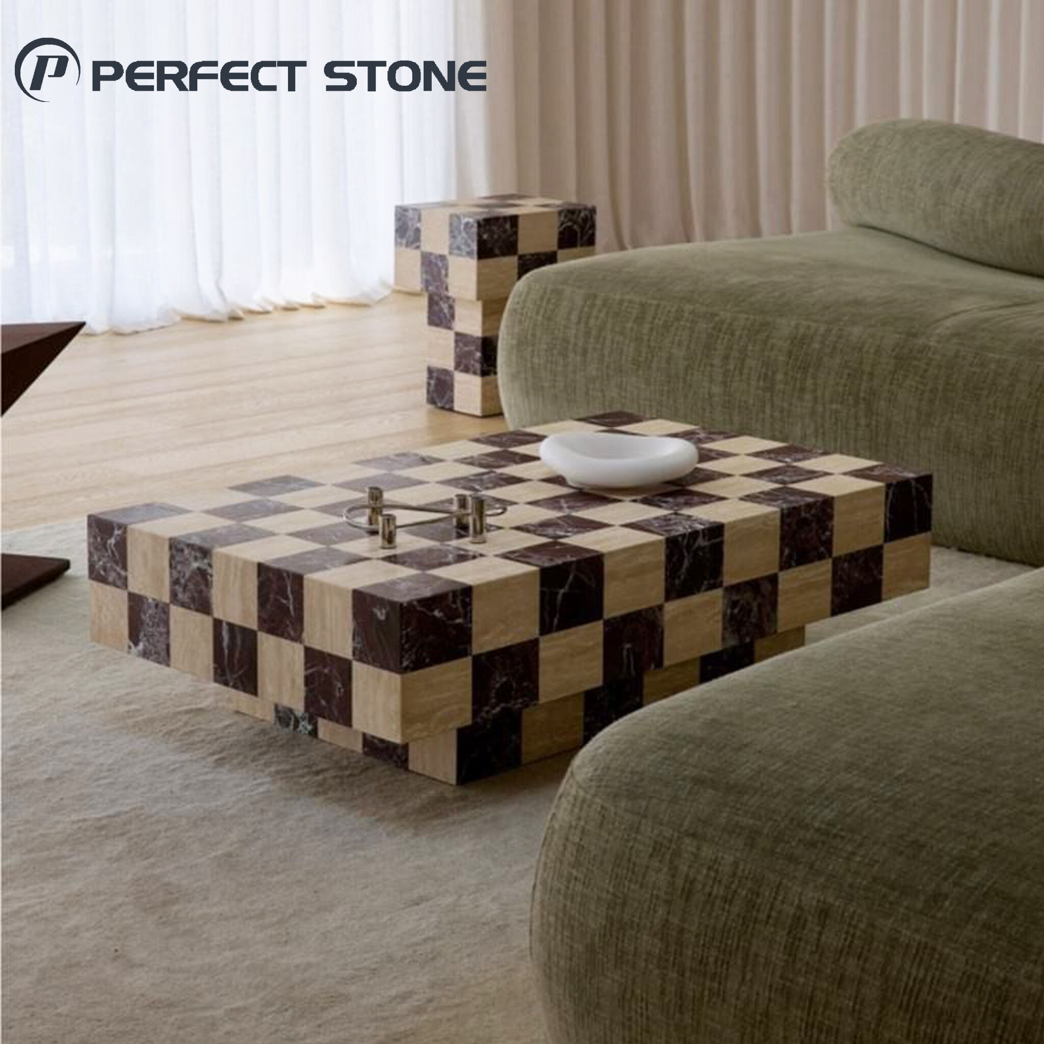 PerfectStone Luxury Natural Design Marble Coffee Table Style For Indoor Vanity Interior Project