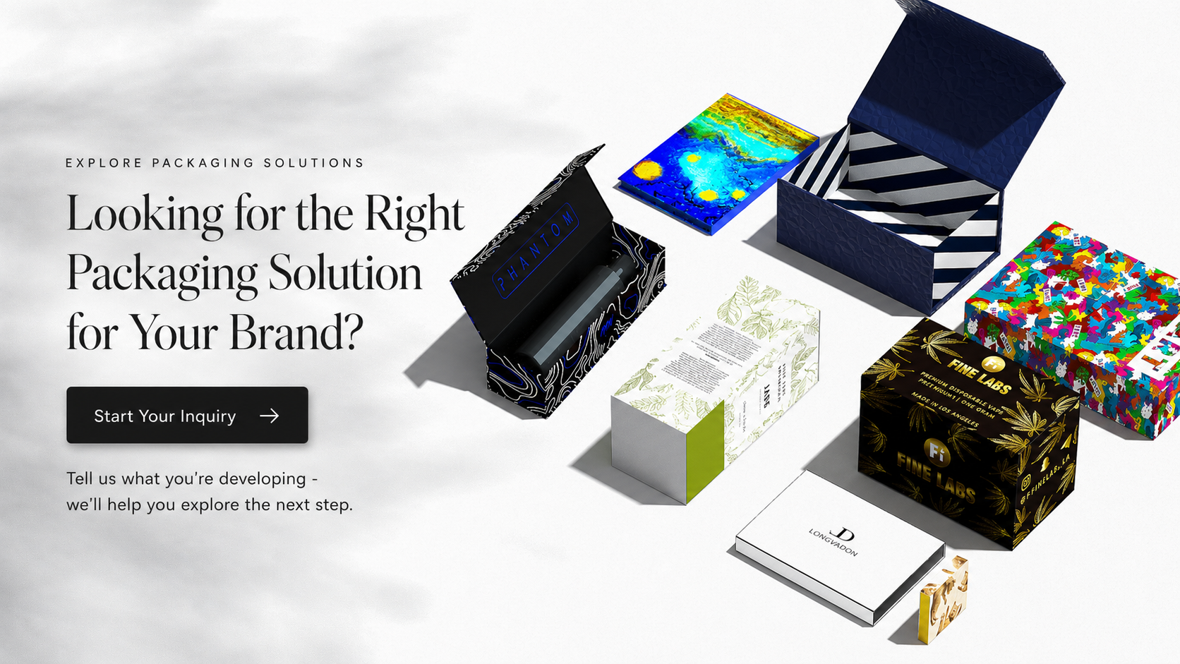 Explore packaging solutions CTA banner for custom packaging projects