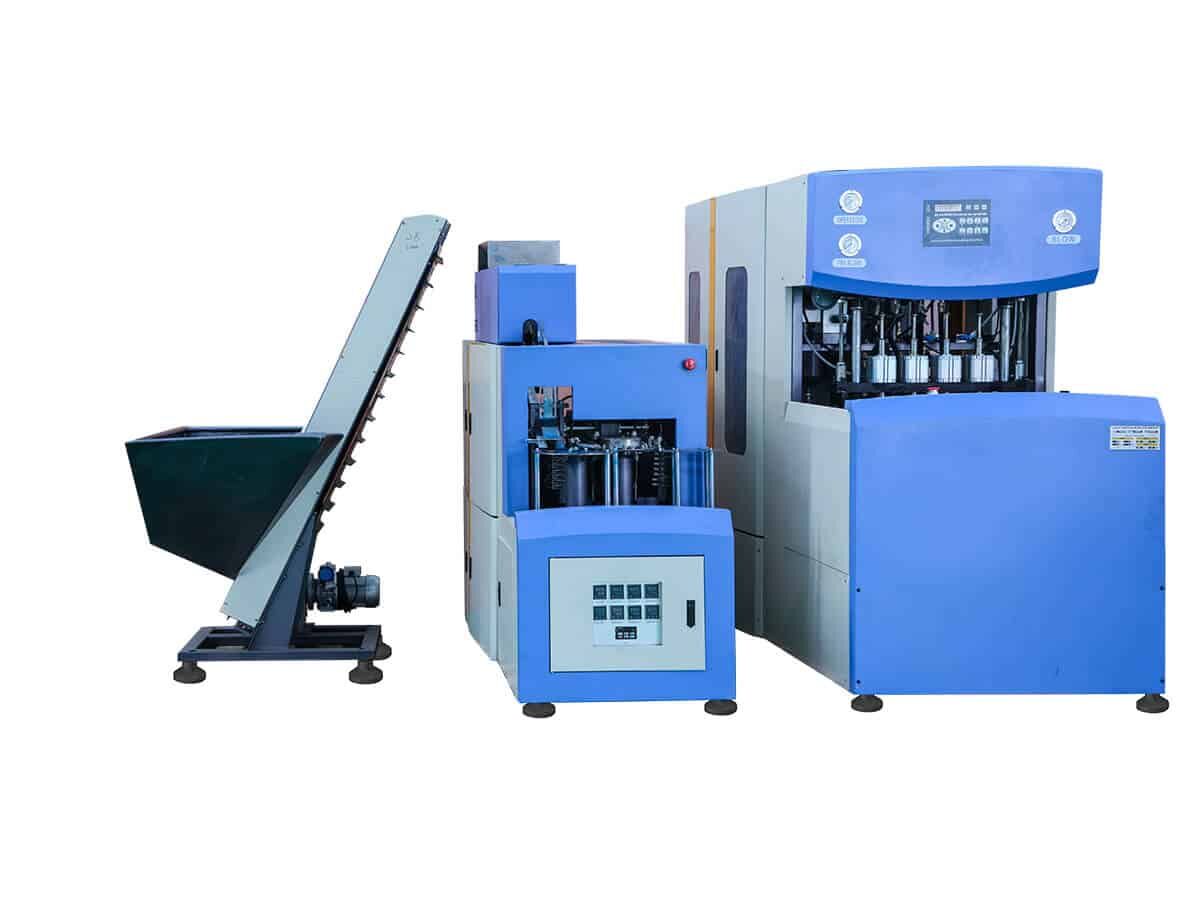 Máy đúc chai PET bán tự động 4 khoang