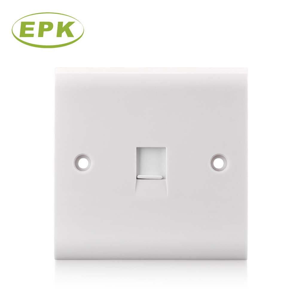 Standard Single Gang Telephone Outlet Socket (Model 8503) | White Bakelite Finish | 86mm x 86mm x 31mm | 10A 250V | EN 60670-1 Compliant Wall Mounted Telephone Jack for Voice and Data Communication