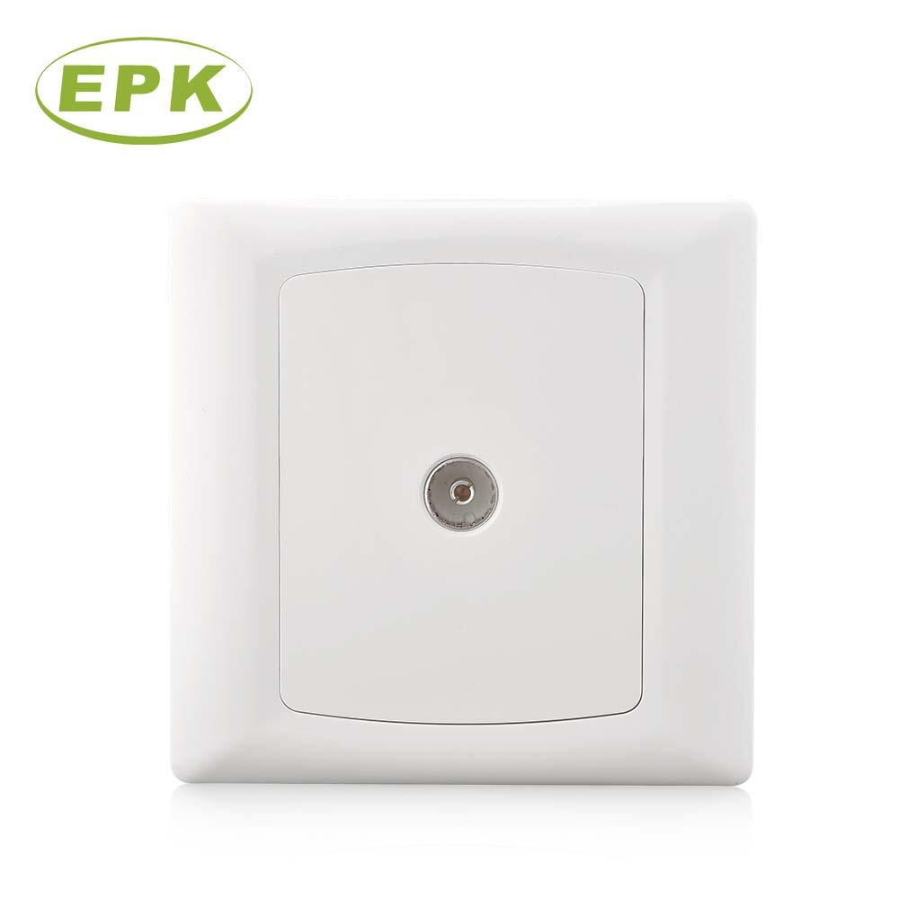 Alpha Series Coaxial TV Wall Outlet – 86mm x 86mm PC Panel, Screwed Installation, 220-250V 10A, White Antenna Socket for Digital & Analog Signals