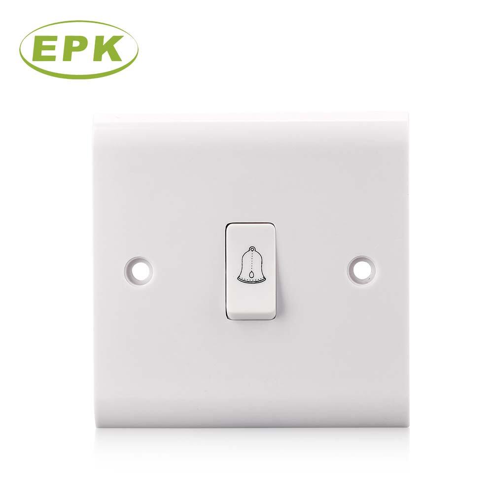 High-Durability White Bakelite Single Gang Door Bell Switch (Model 2511B) | 86mm x 86mm | 10A 250V | Momentary Push Button | BS EN 60669 Certified Wall Switch for Residential and Commercial Entry Systems