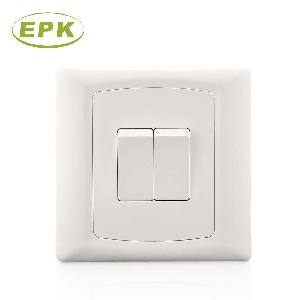 2621 Alpha Series 2 Gang 1 Way Switch - 86x86mm PC Panel, 10A 220-250V AC, Copper Contacts, White, Screwed Installation, EN 60669-1 Standard, Minimum 20,000 Cycles Wall Switch for Residential and Commercial Buildings