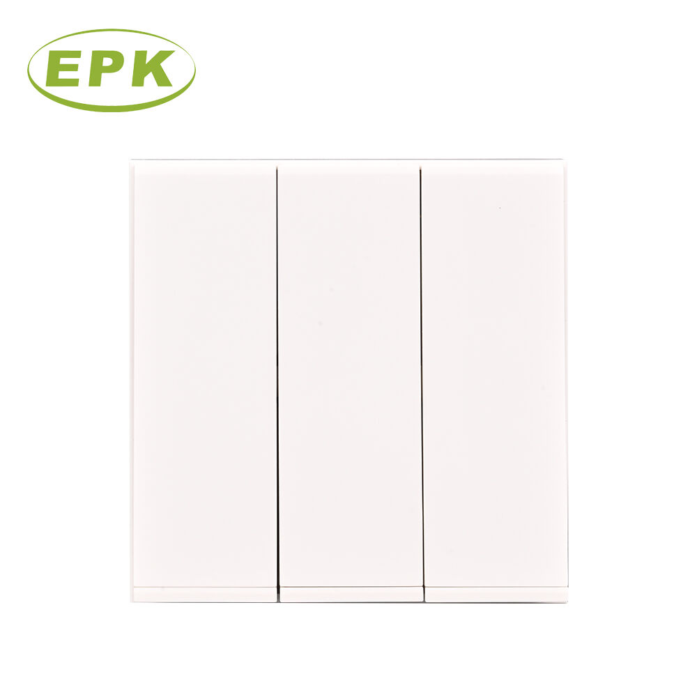 Onyx Series 2031 3 Gang 1 Way Wall Light Switch, 10A 250V British Standard BS 3676 IEC 60669 Compliant, PC Flame Retardant Panel with Copper Terminals, 86mm x 88mm Luxury Flush Mount Triple Rocker Switch for Residential and Commercial Wiring