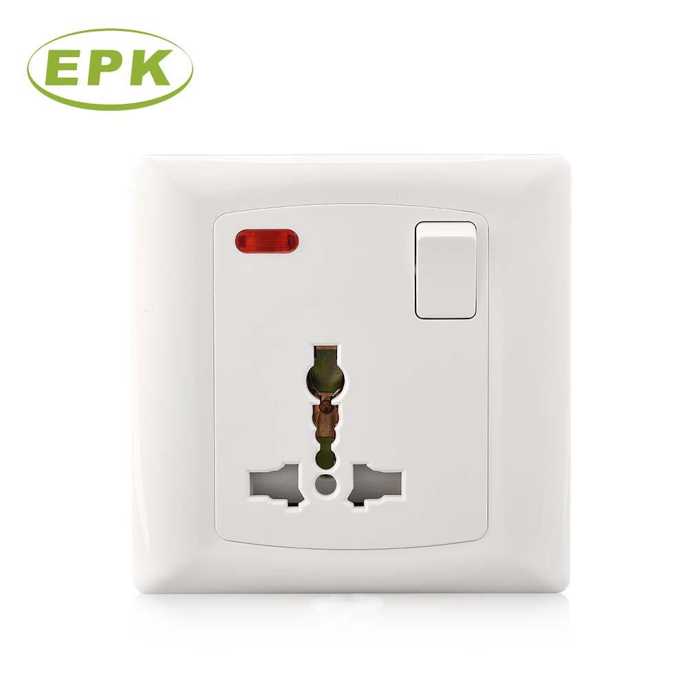 Premium Single Gang 13A Multi Switched Socket with Light | 220-250V BS 5733 Standard Universal Electrical Wall Outlet | White PC Panel and Copper Contacts | Model 8655SL Alpha Series for Global Use