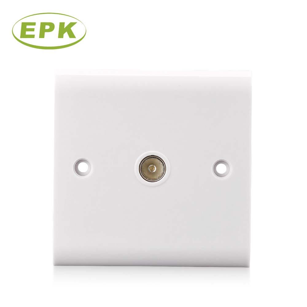 Classic 86mm x 86mm White Bakelite Panel TV Socket, Legend Series, 220-250V 10A Screwed Installation Coaxial TV Outlet, Copper Terminal, EN 60670-1 Compliant Wall Mount Media Connector for Residential and Commercial Wiring Solutions (Model 8504)
