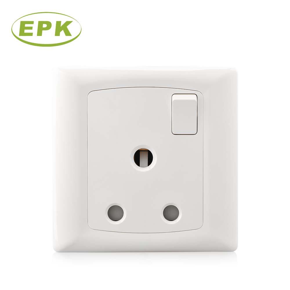 High-Quality Single Gang 15A Switched Socket with Indicator Light | 220-250V BS 546 Standard Electrical Outlet | Durable White PC Panel and Copper Contacts for Residential & Commercial Projects | Model 8615S Alpha Series
