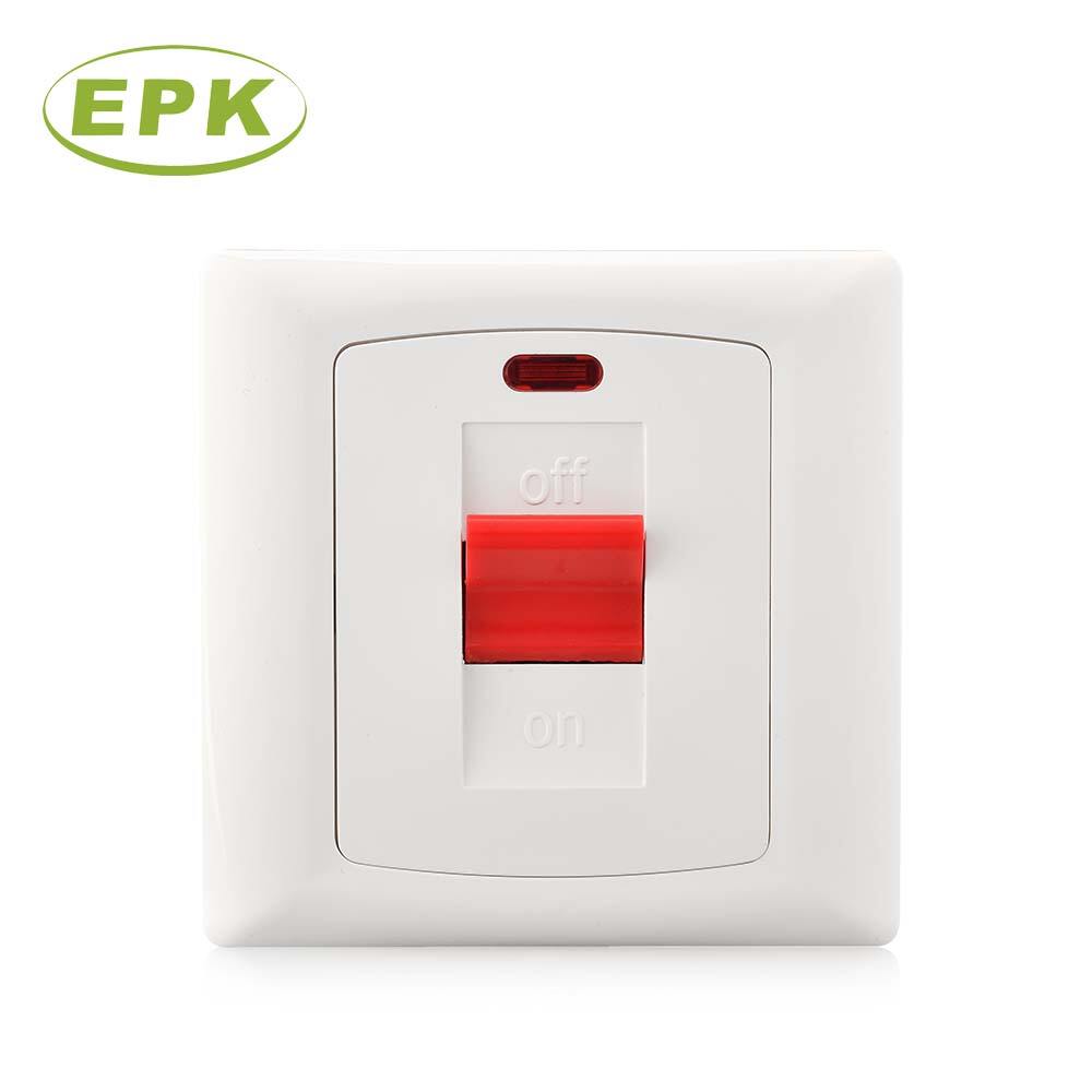 Premium Alpha Series 45A Double Pole Switch with Neon Indicator Light (Model 2645L) - White PC Panel, Copper Terminals, BS EN 60669/BS 3676 Standard Compliant