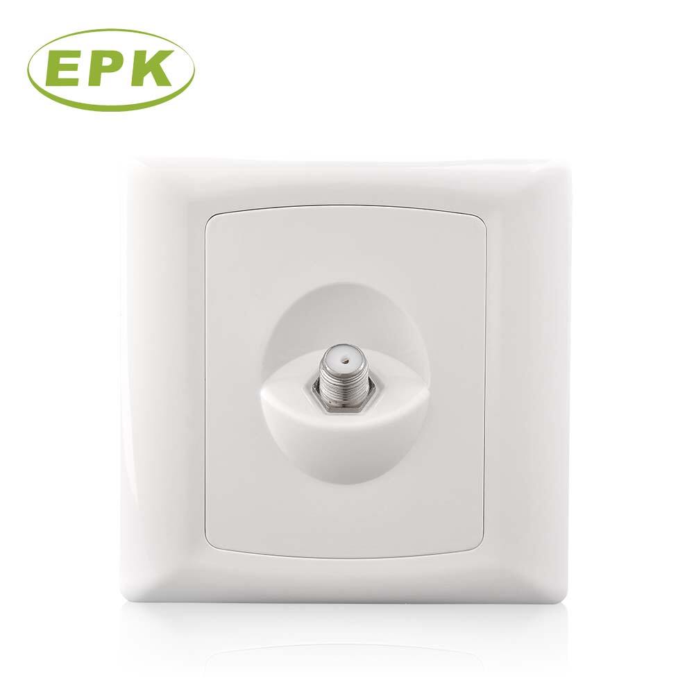 High-Definition Satellite F-Type Wall Outlet – 86mm x 86mm PC Panel, Screwed Installation, White Alpha Series Coaxial Socket for HD Signal Reception