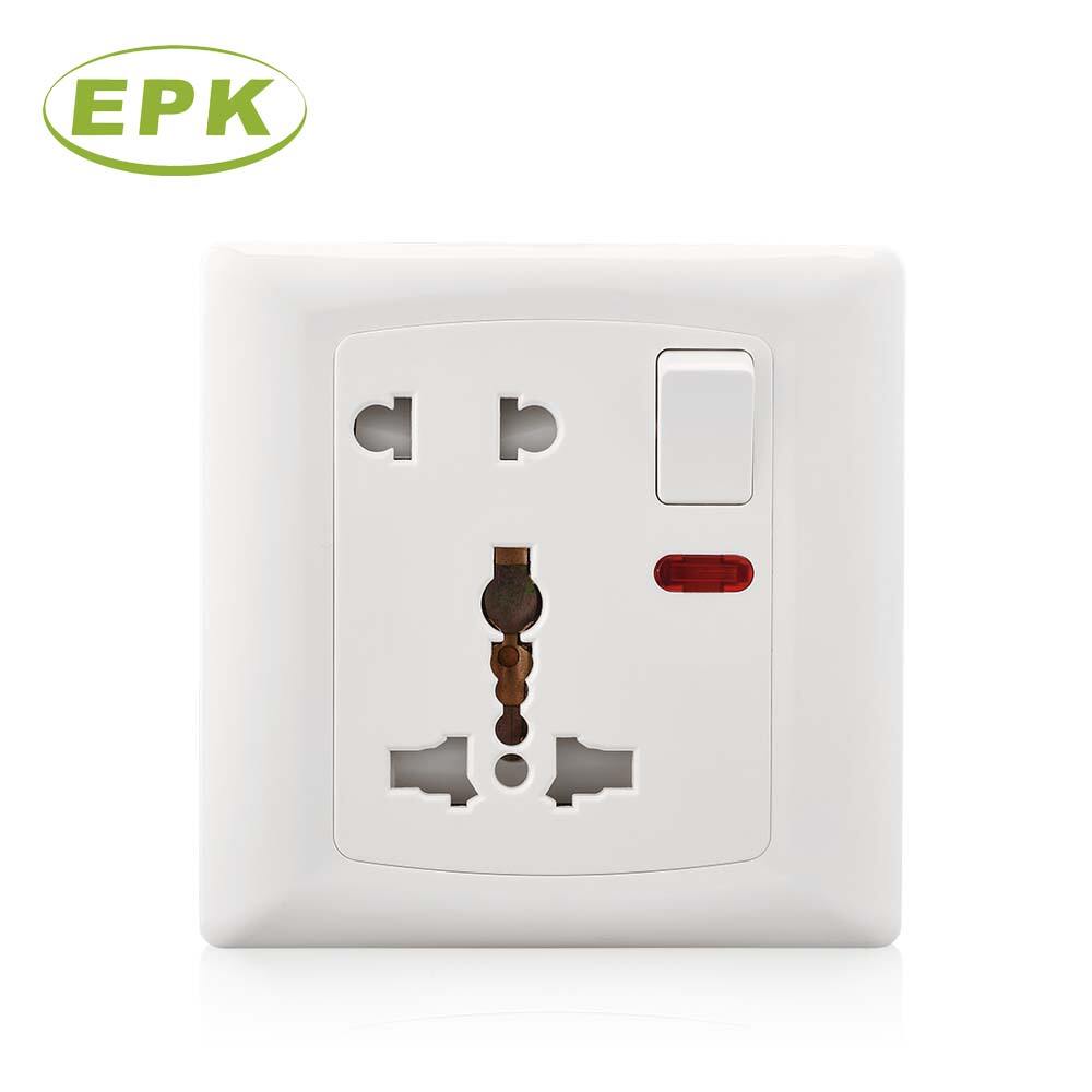 Premium Single Gang 13A Multi Switched Socket with 2 Pins and Indicator Light | 220-250V BS 5733 & IEC 60884 Compliant Universal Power Outlet | White PC Panel | Model 8656SL Alpha Series for Global Compatibility