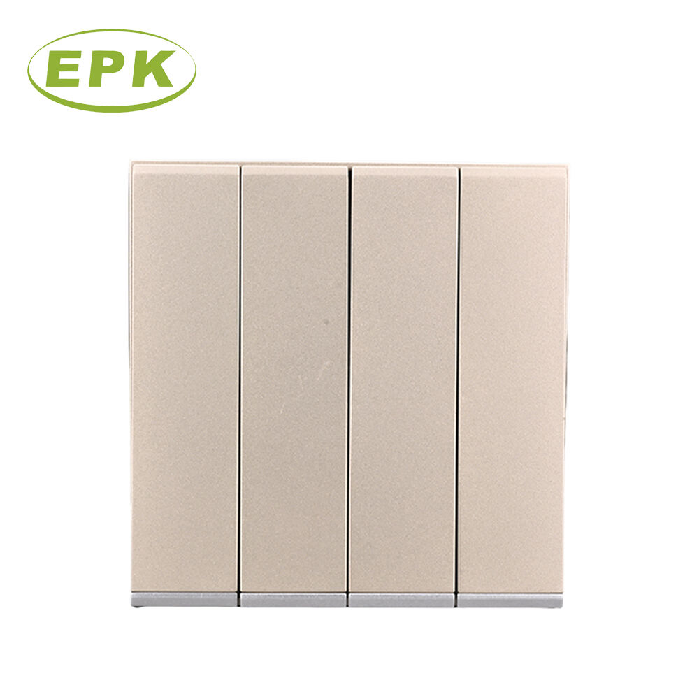 Onyx Series 2041 4 Gang 1 Way Wall Light Switch, 10A 250V British Standard BS 3676 IEC 60669 Compliant, PC Flame Retardant Panel with Copper Terminals, 86mm x 88mm Luxury Flush Mount Quadruple Rocker Switch