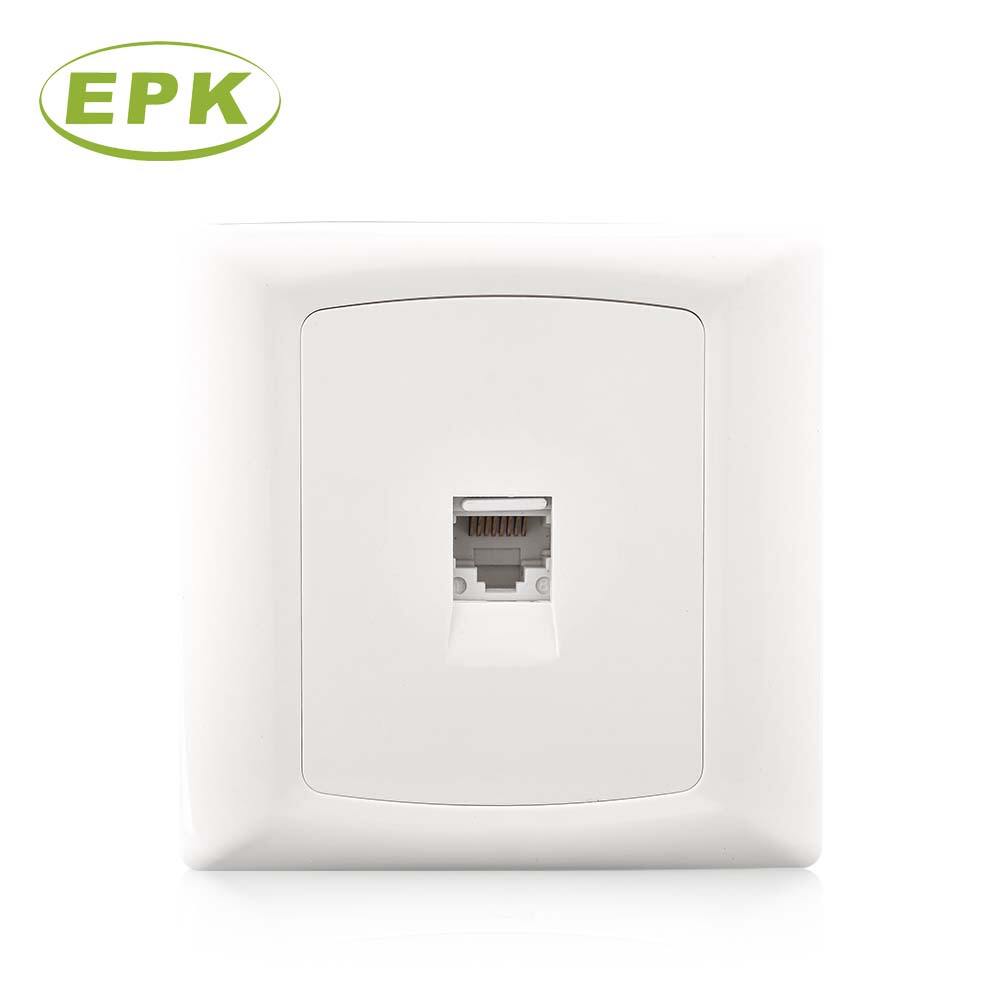 Premium Single RJ11 Telephone Wall Outlet – 86mm x 86mm PC Panel, Screwed Installation, 220-250V 10A, White Alpha Series Modular Telephone Socket for Residential & Commercial Networking