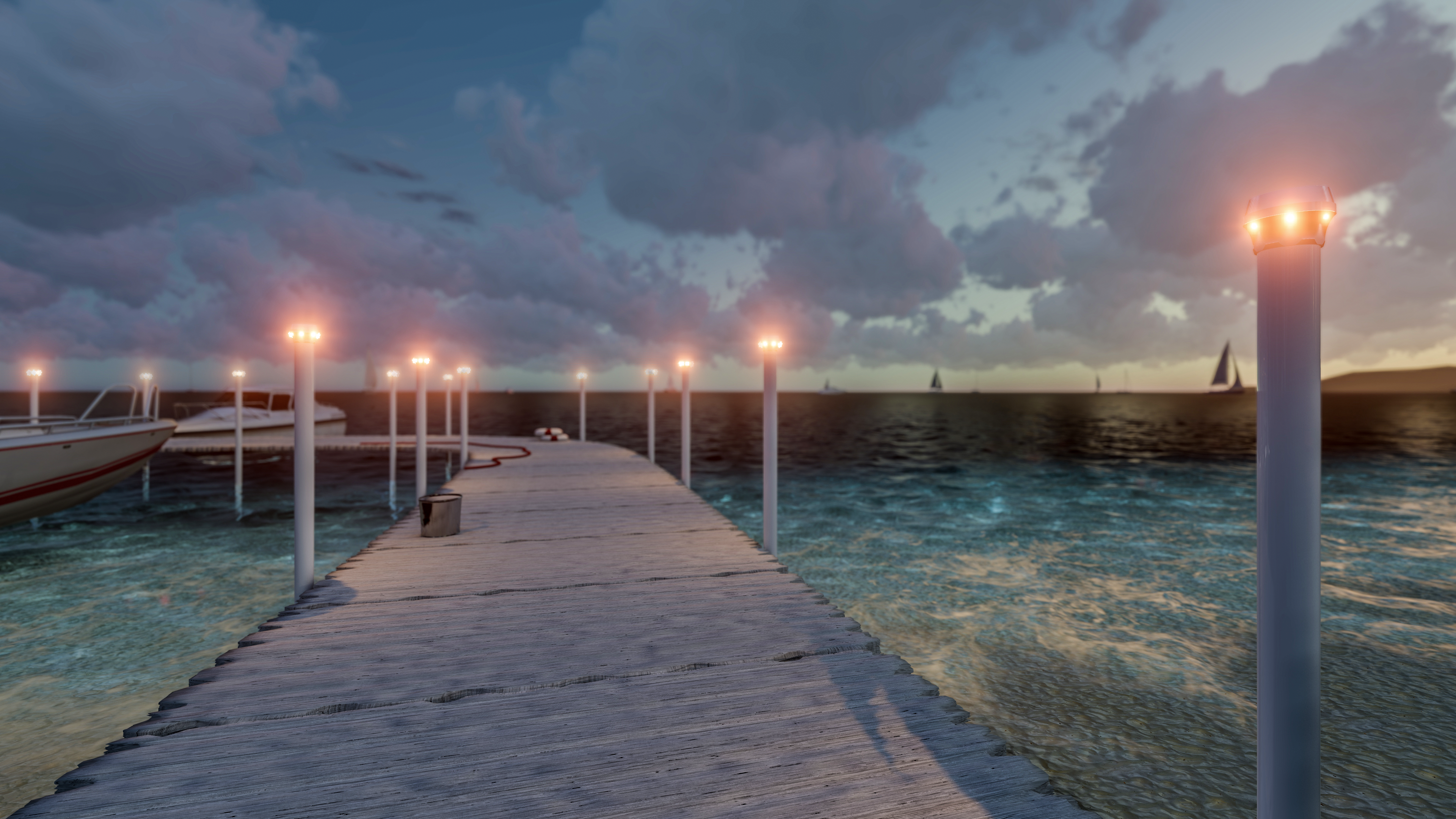 Waterproof Solar Lights for Boat Docks and Piers - Automatic Wireless Deck Lighting