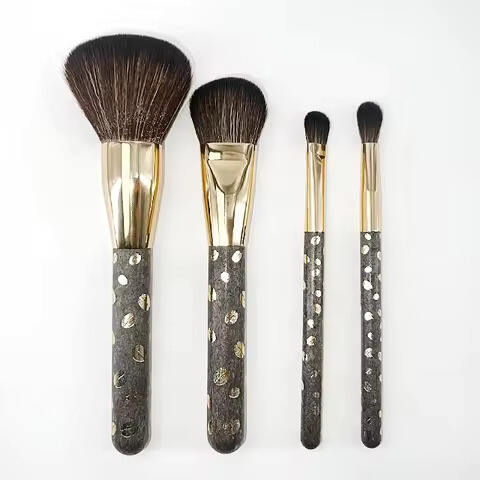 Professional Custom Luxury 4Pcs Makeup Brush Set Skin-friendly Natural Hair Kit Travel Mini Makeup Brushes