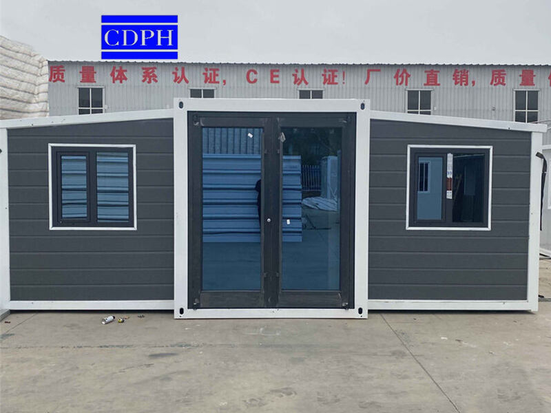 Nhà container mô-đun prefab gói phẳng có thể mở rộng 40ft với năng lượng mặt trời