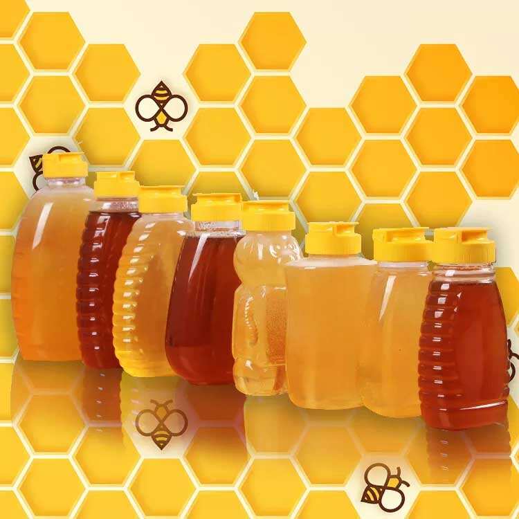 Premium Food-Grade PET Honey Bottle with Soft Squeeze Cap - Durable Plastic Design for Convenient Honey Dispensing