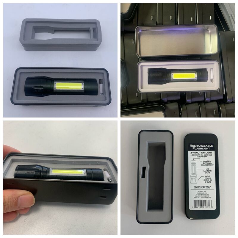 Tin Box with PET insert for LED Flashlight