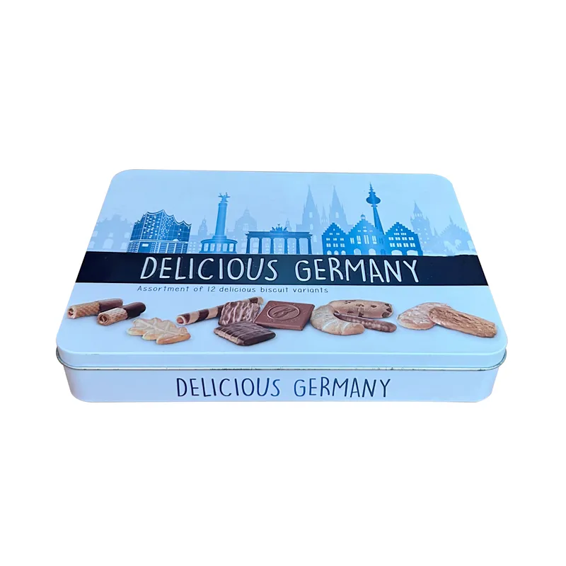 What are the common dimensions for rectangular tins used in the food industry?