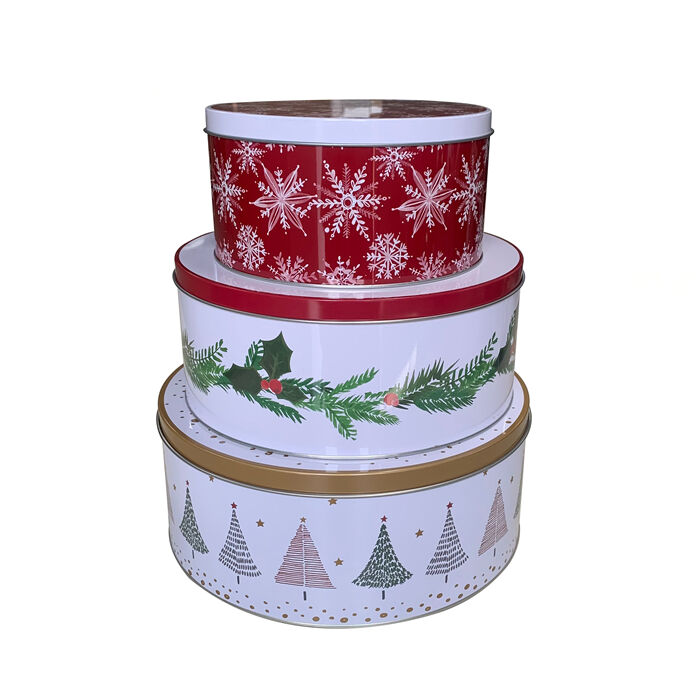 3pcs Chriatmas Round tin