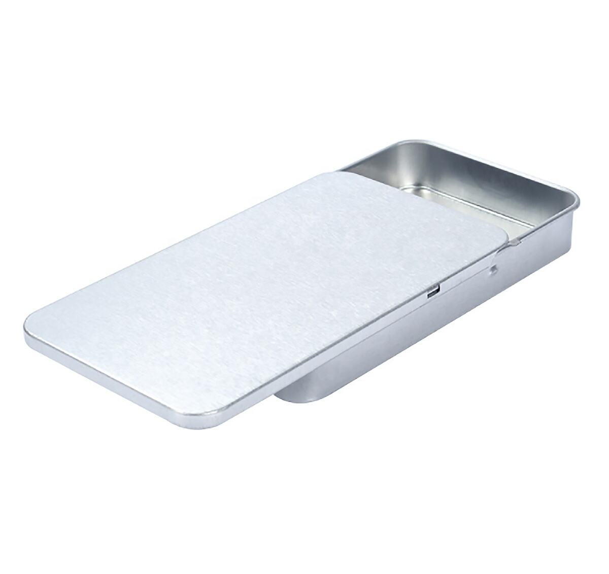 slide top Child-resistant tin box