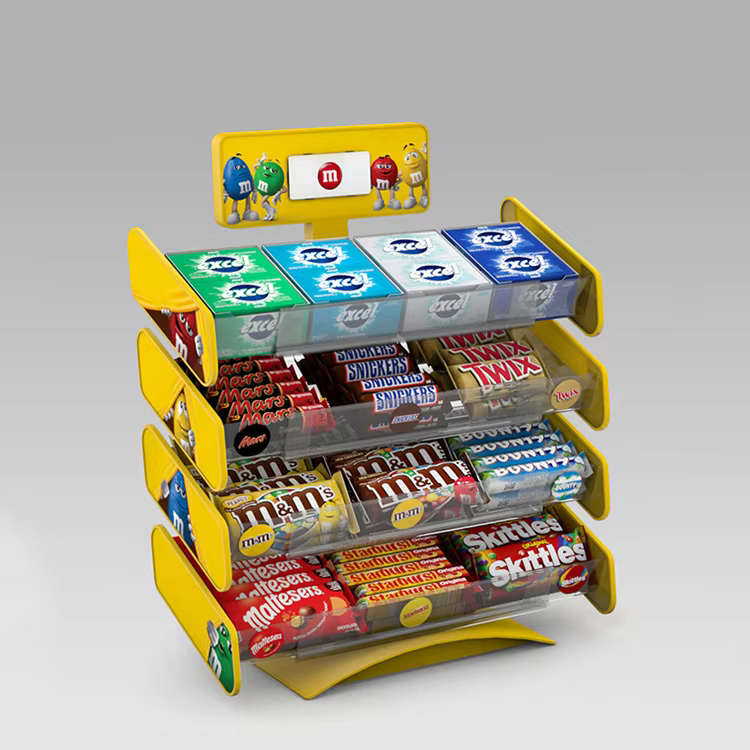 Customized Candy Store Snack Display Stand with Removable Metal Trays for Supermarket Shelves factory