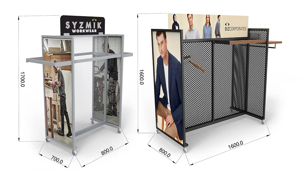 apache logo panel changeable metal tray lite beer display rack with wheels-1