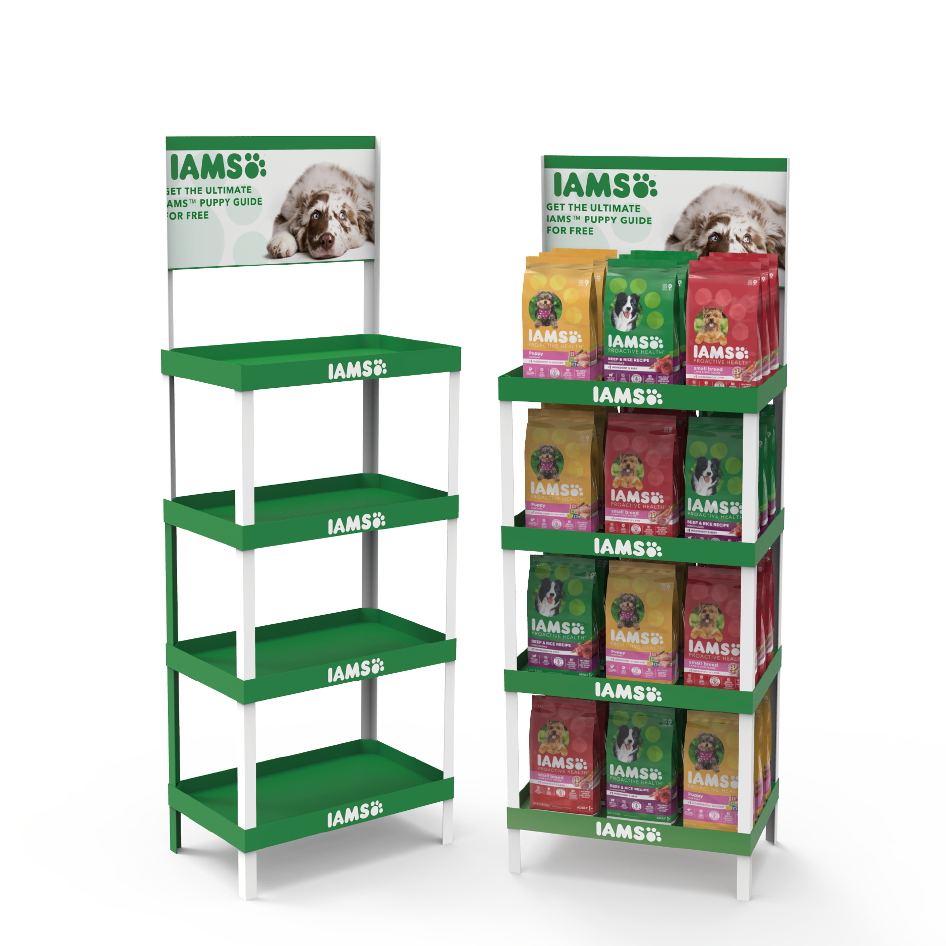 Support d'affichage pour nourriture pour chiens en PVC laminé Apache Custom Portable, plancher de sol pour supermarchés