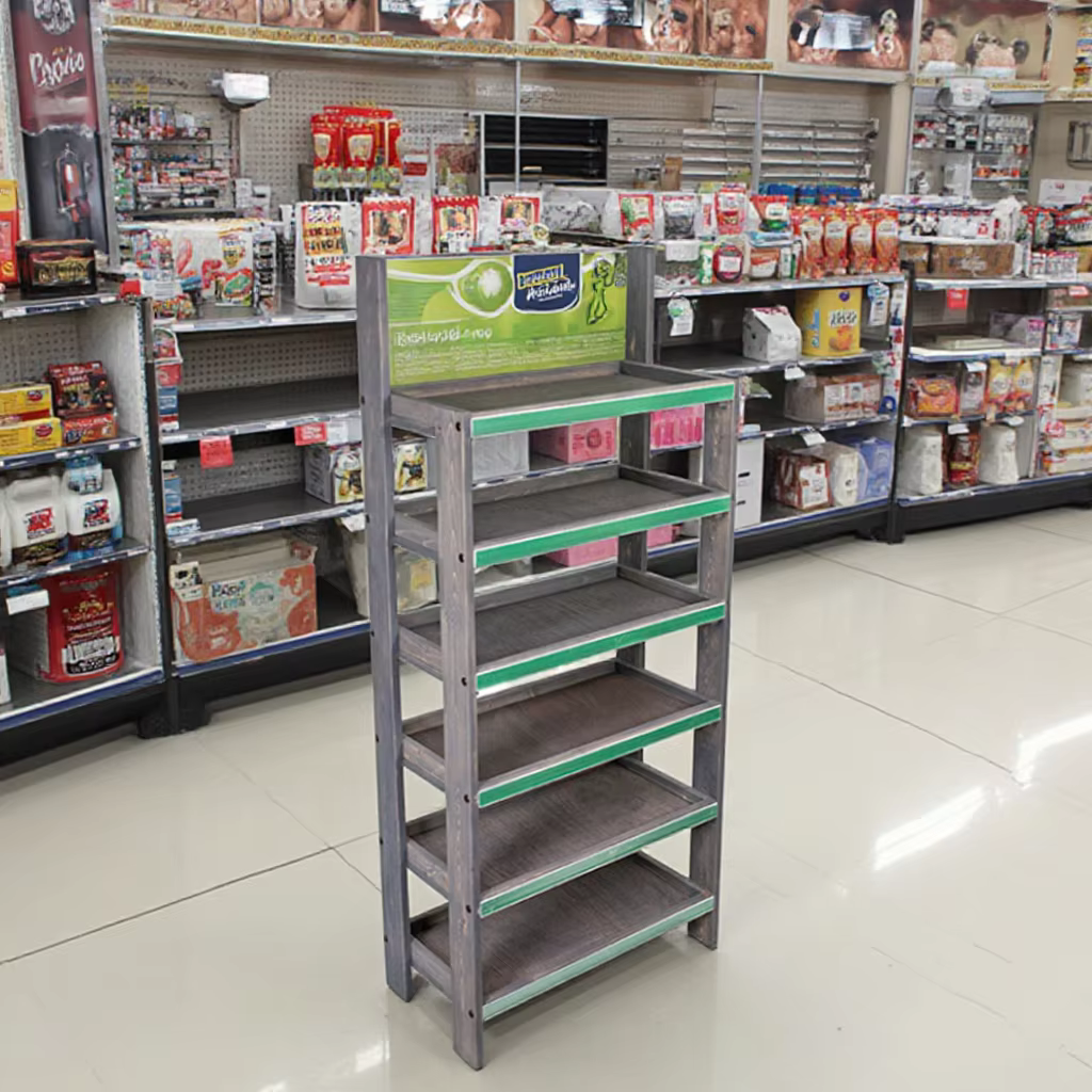 Customized Pinewood Shop Display Unit Candy Stand with Levelers for Candy Stores Supermarket Shelves manufacture