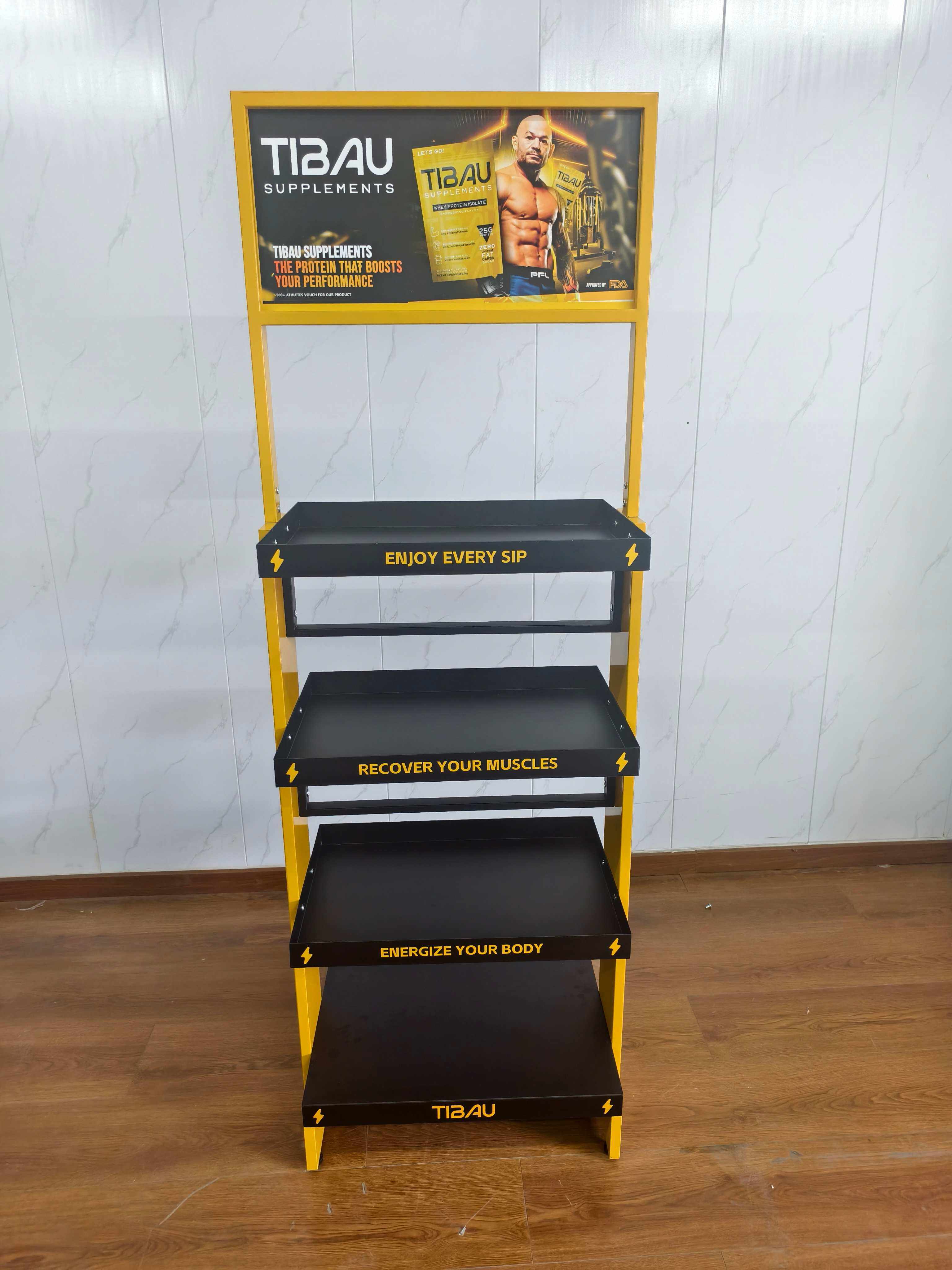 TIBAU Supplement Display Rack: Amplifying Brand Visibility and In-Store Product Showcase