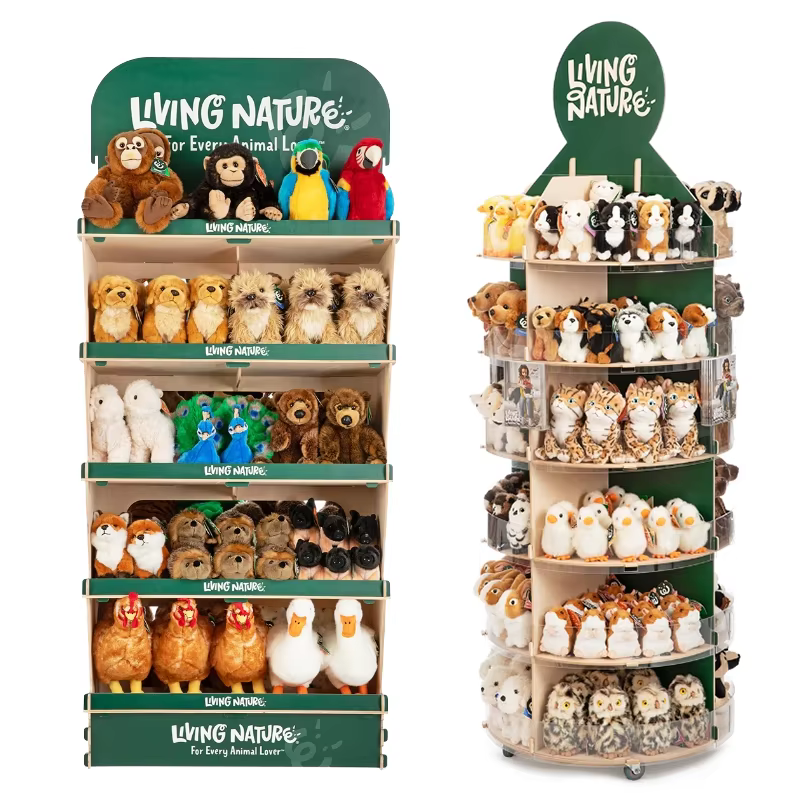 Customizable Wooden Display Racks Movable and Rotating Toy Stand for Retail Stores Supermarkets Toy Stores for Plywoo factory