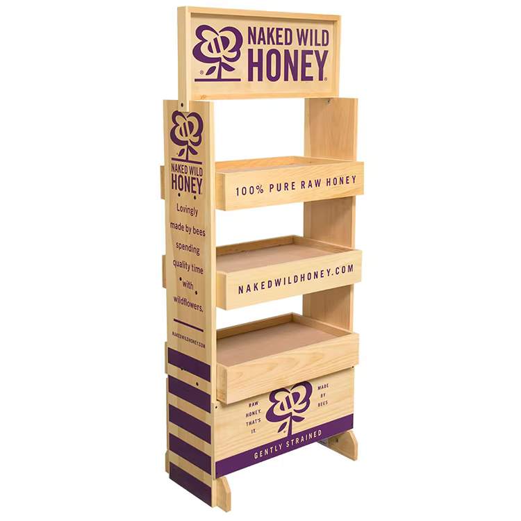 New Arrival Wood Beverage Bottle Display Rack Beer Floor Display Stand for Grocery Store