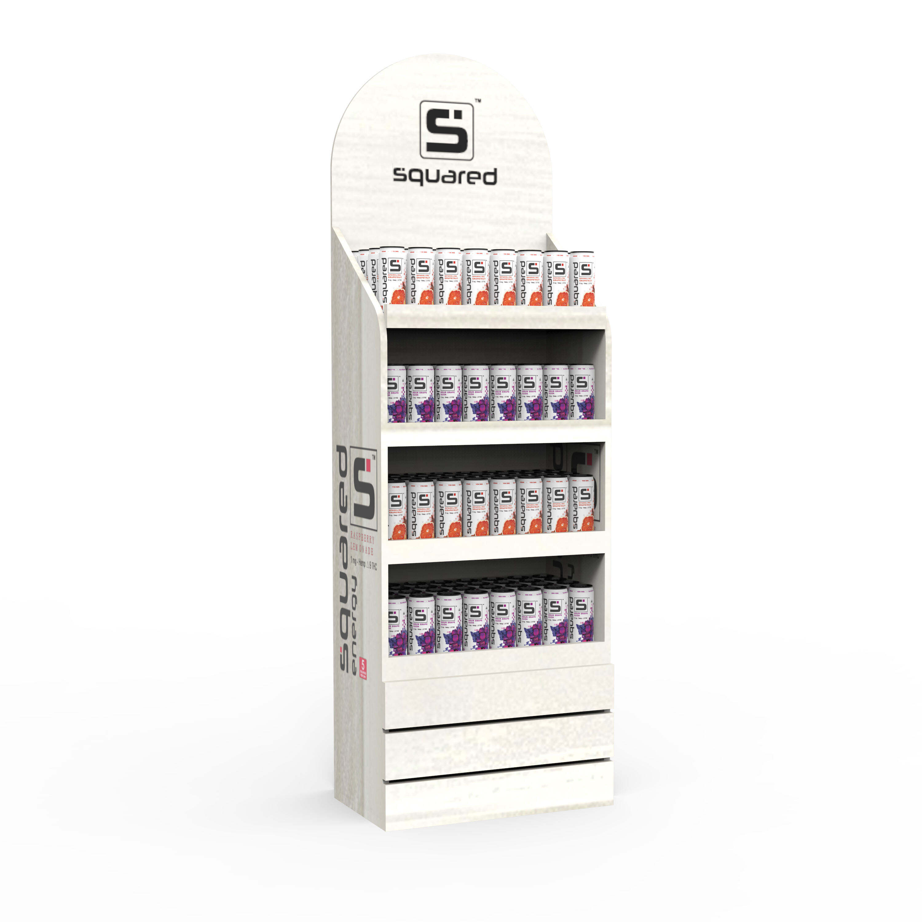 Wooden Timber Shelves Floor Standing Energy Drink Can Display Rack for Stores for Storage and Display