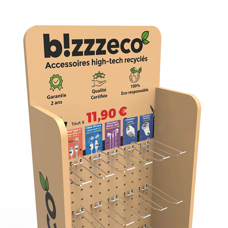 Free Standing Wood Pegboard Display Stand Earphone Display Rack for Retail Store factory