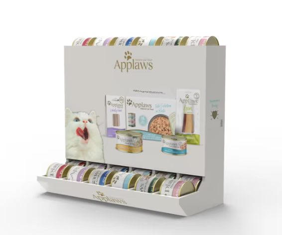 Apache Customized Metal Floor Display Rack for Pet Food Storage Can Dog and Cat Pet Treats in Retail Stores supplier