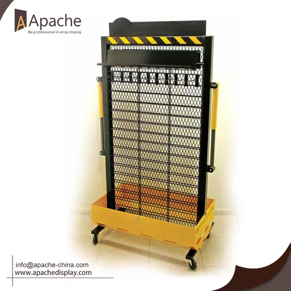 Custom Sign Triangle Grid Tower Mobile Display Stand Gridwall Display Rack with Wheels factory