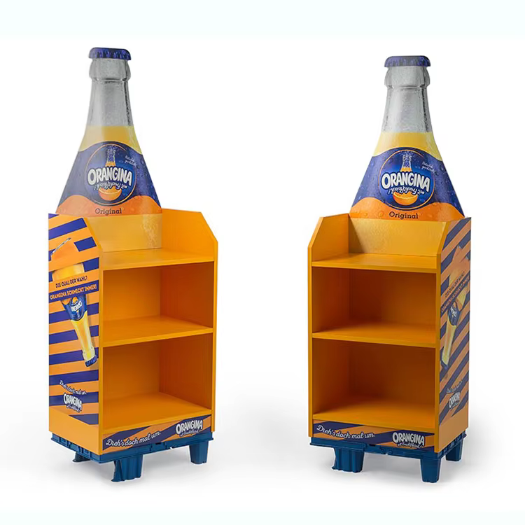 Customized Free Standing Stackable Supermarket Beverage Stand Bottle Juice Display Stand for Orange Juice details