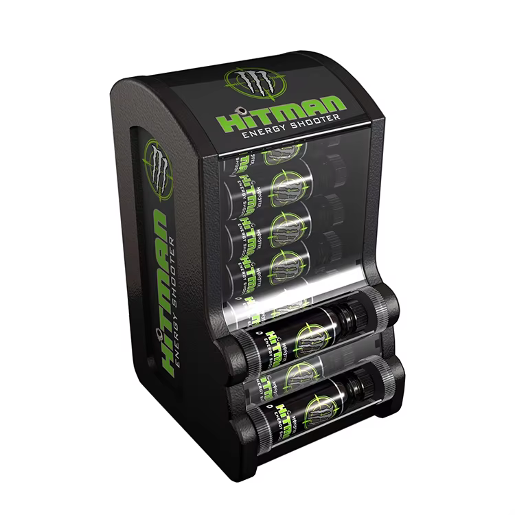 New Design Metal Energy Can Drink Floor Display Rack Powder Coated for Stores Shops Shopping Malls Supermarkets for Advertising supplier