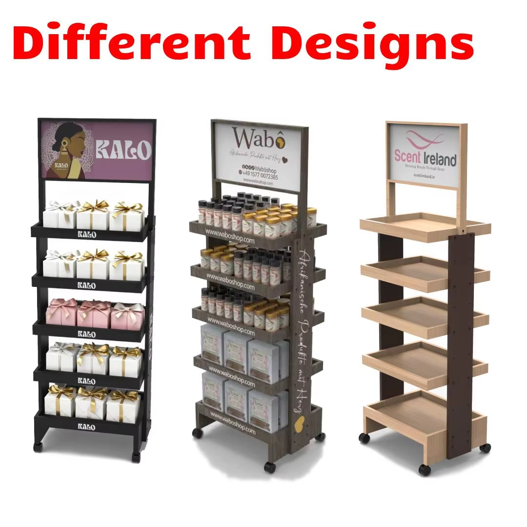 customized pine wood floor retail display rack for brand marketing574-1