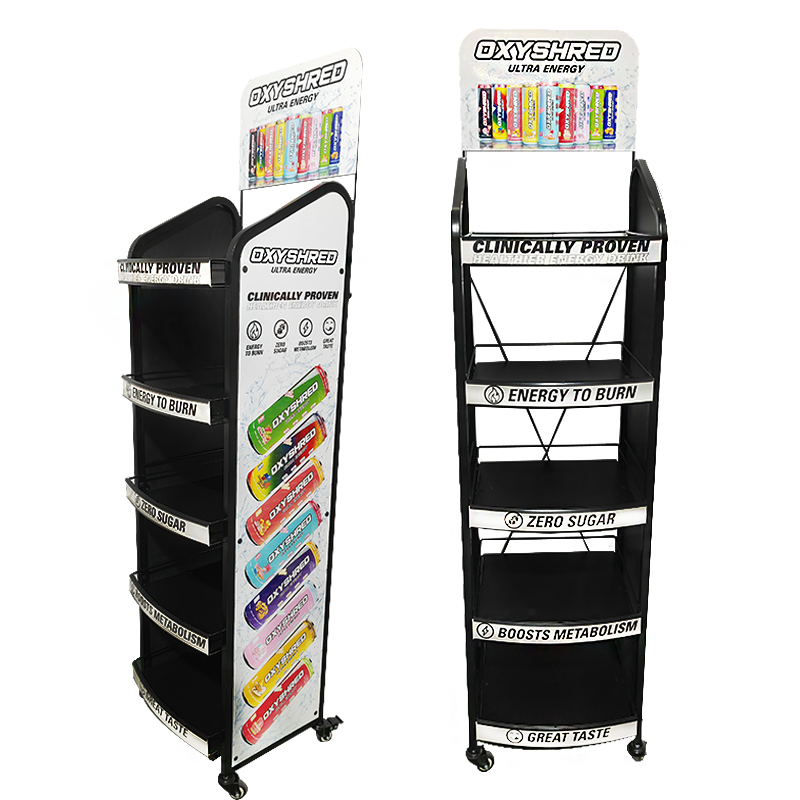 Apache Custom Metal Beverage Display Rack for Beverage Bottles and Beer Cans for Supermarkets or Liquor Stores