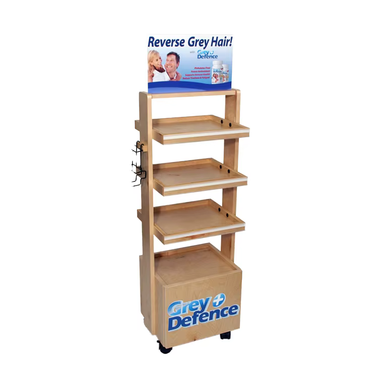 Customized Pinewood Shop Display Unit Candy Stand with Levelers for Candy Stores Supermarket Shelves manufacture
