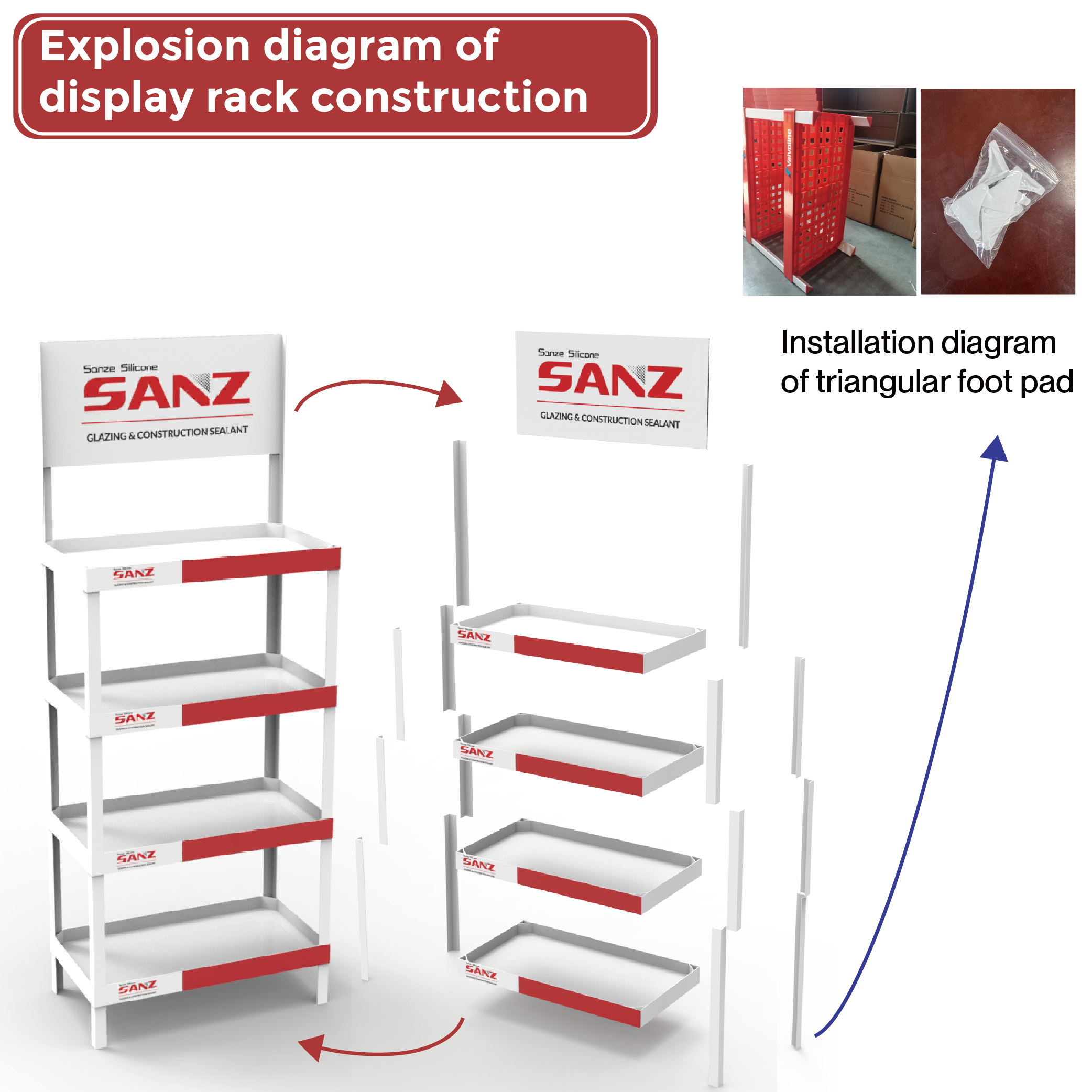POP Custom Plastic Injection Shelves Display Rack PVC Floor Display Stand with PP or Hips