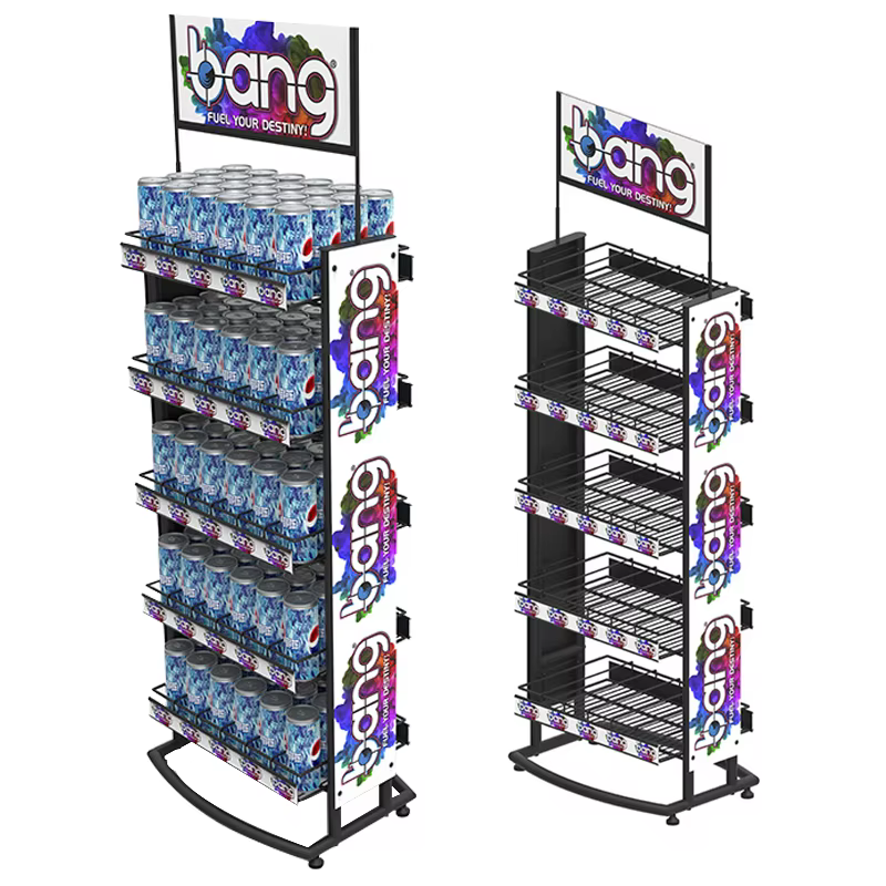 Apache Custom Powder Coated Metal Wire Display Rack for Beverages Bottles or Beer Cans for Supermarkets or Liquor Stores factory