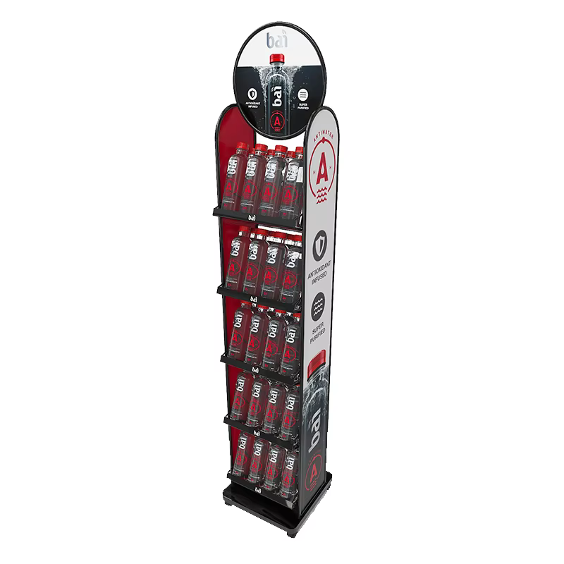 Apache Fashion Customizable Metal Mineral Water Display Stand for Supermarkets factory