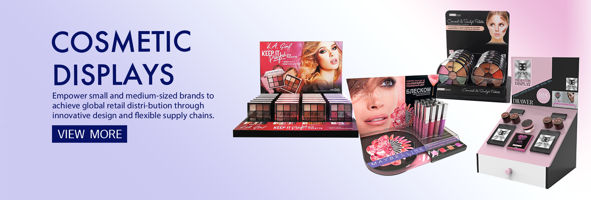 Présentoirs de produits cosmétiques/d'articles de soins personnels