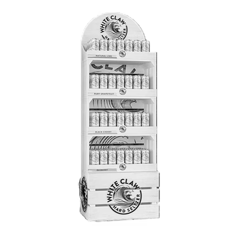 wooden timber shelves floor standing energy drink can display rack for stores for storage and display-9