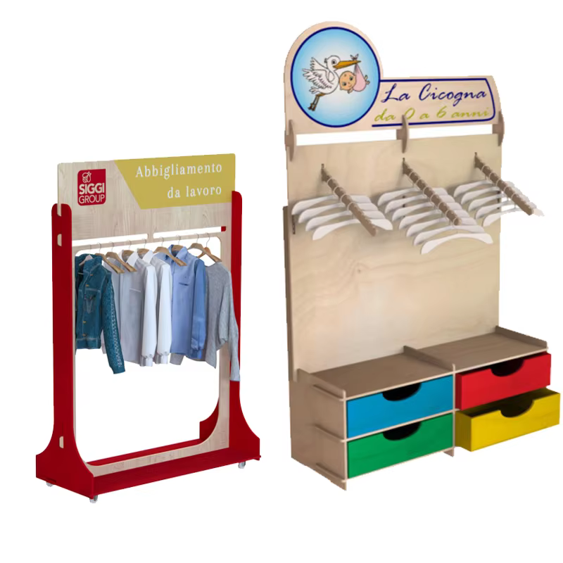 Apache Custom Modern Wooden Display Rack for Custom Clothing and Accessory Display Stand for Clothing Stores supplier