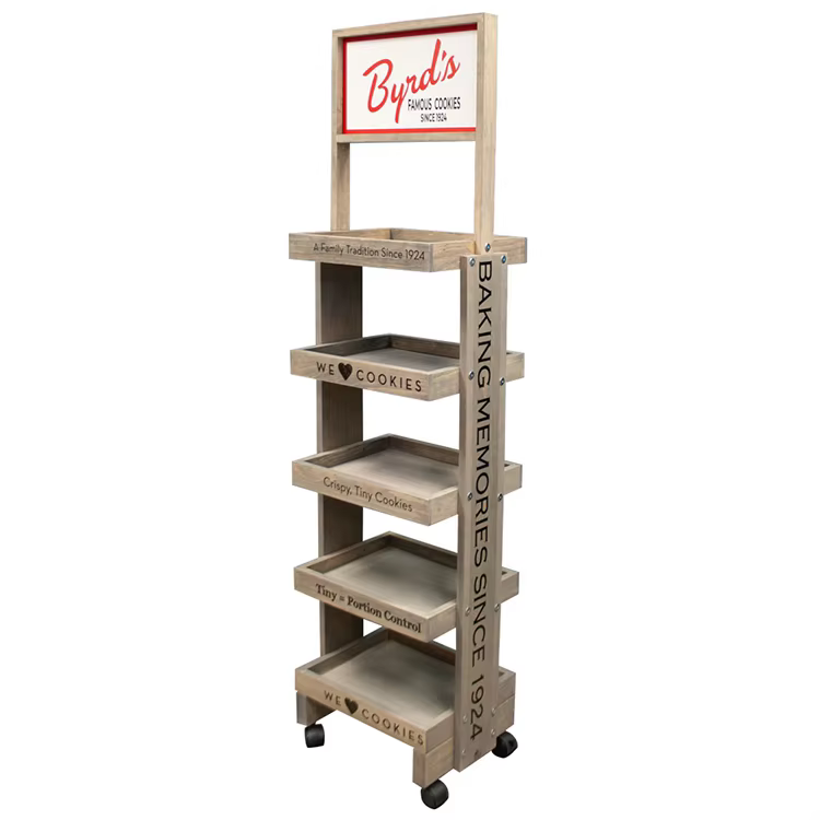 New Arrival Wood Beverage Bottle Display Rack Beer Floor Display Stand for Grocery Store